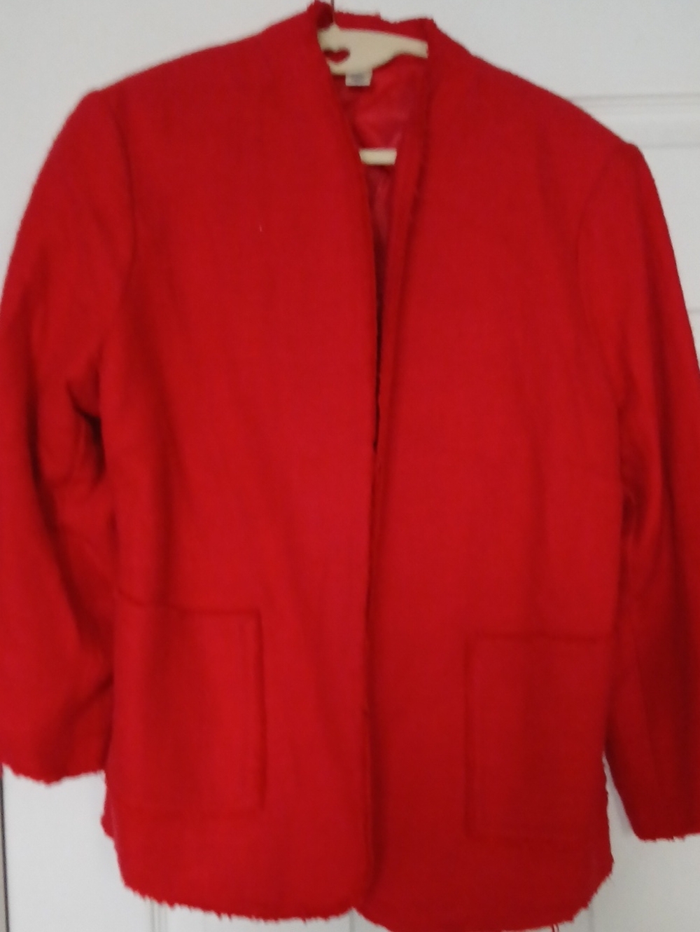 Old Navy Red Collarless Open-Front Pea Coat